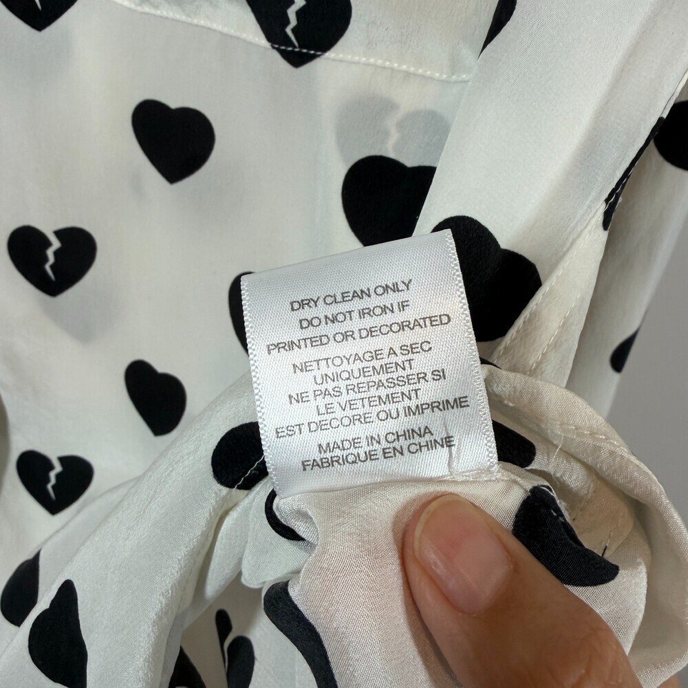 Equipment Femme 100% Silk Broken Heart Print Shirt Blouse‎ Small S/P Button Up - Picture 5 of 12